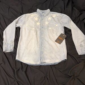 Copper Rivet heavyweight Star Embroidered Denim Shirt